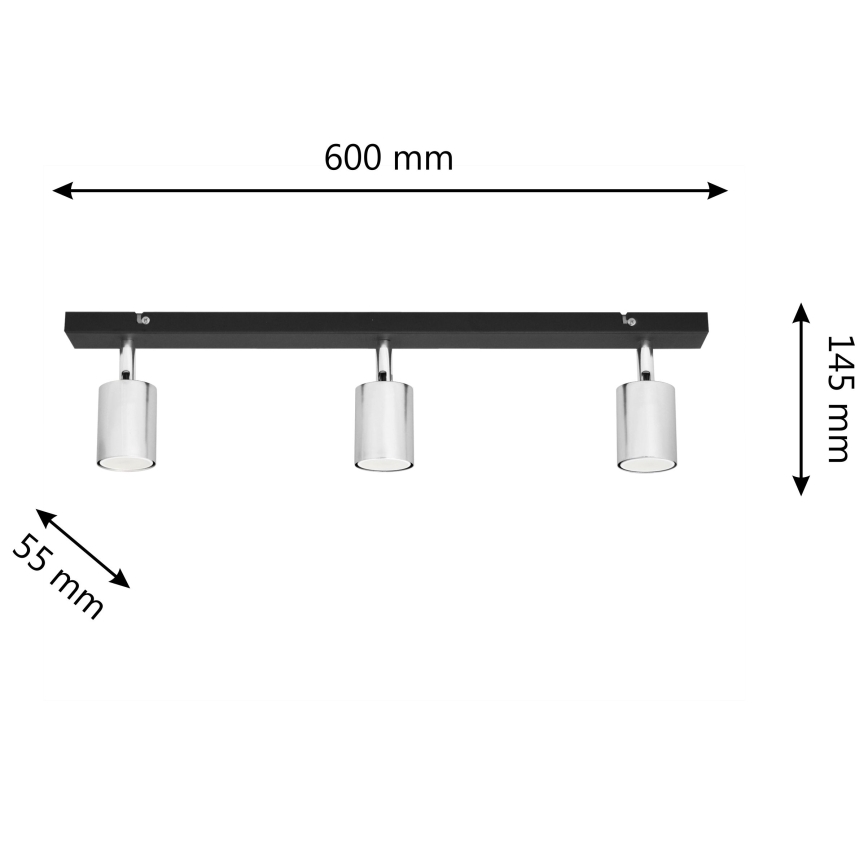 Foco LED TUNE 3xGU10/4,8W/230V cromado mate/preto