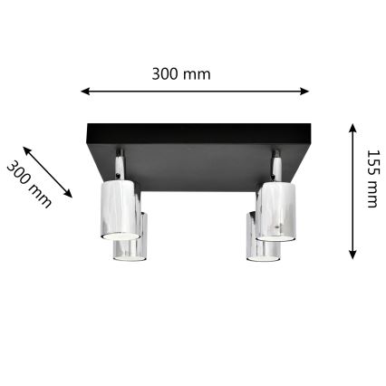 Foco LED TUNE 4xGU10/4,8W/230V cromado mate/preto