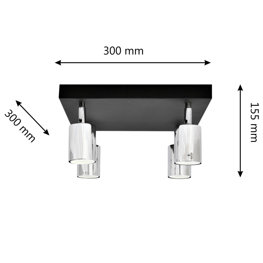 Foco LED TUNE 4xGU10/4,8W/230V cromado mate/preto