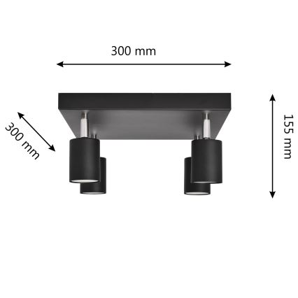 Foco LED TUNE 4xGU10/4,8W/230V preto