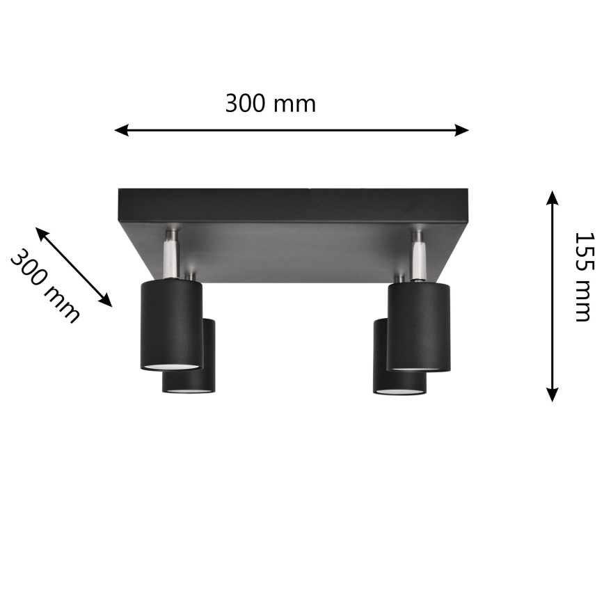Foco LED TUNE 4xGU10/4,8W/230V preto