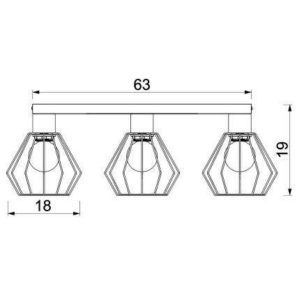 Foco LETI 3xE27/15W/230V preto