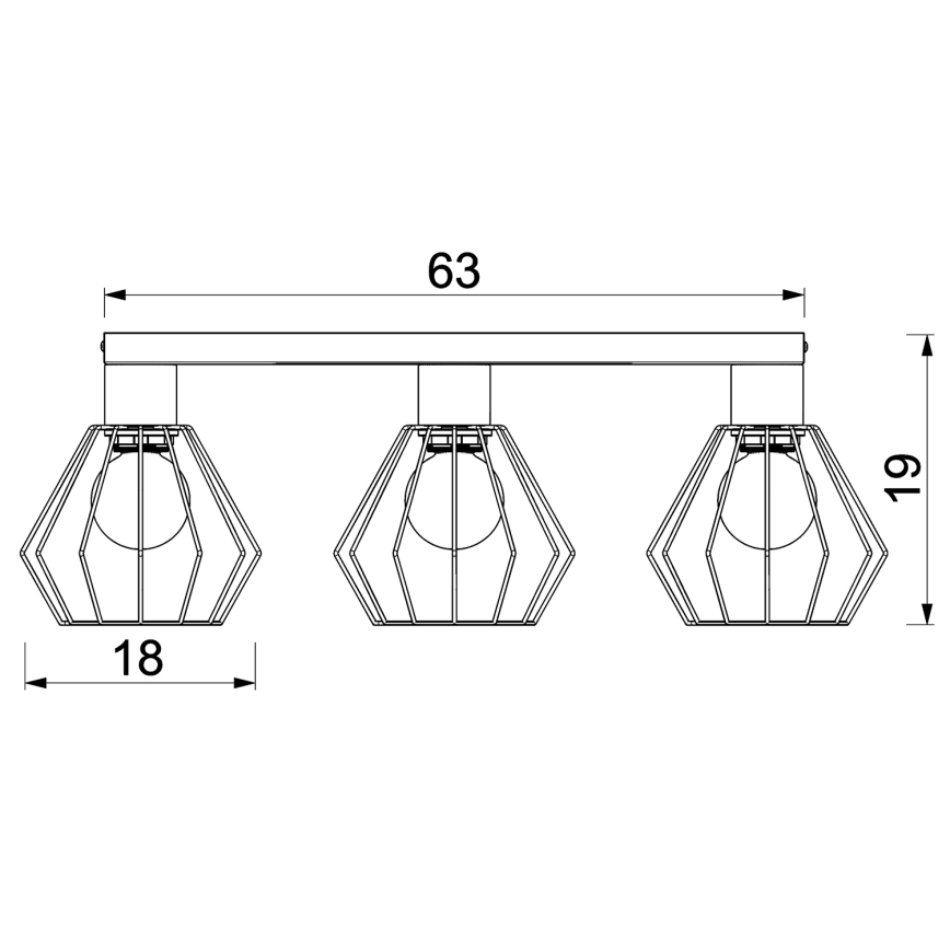 Foco LETI 3xE27/15W/230V preto