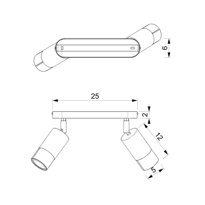 Foco LINK 2xGU10/8W/230V preto/latão