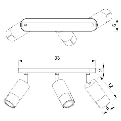 Foco LINK 3xGU10/8W/230V preto/latão