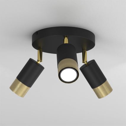 Foco LINK 3xGU10/8W/230V preto/latão