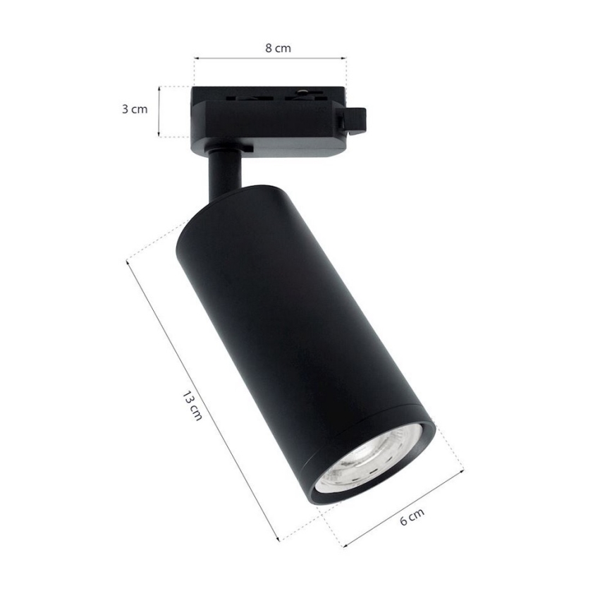 Foco MICA para sistema de carril 1xGU10/25W/230V monofásico preto