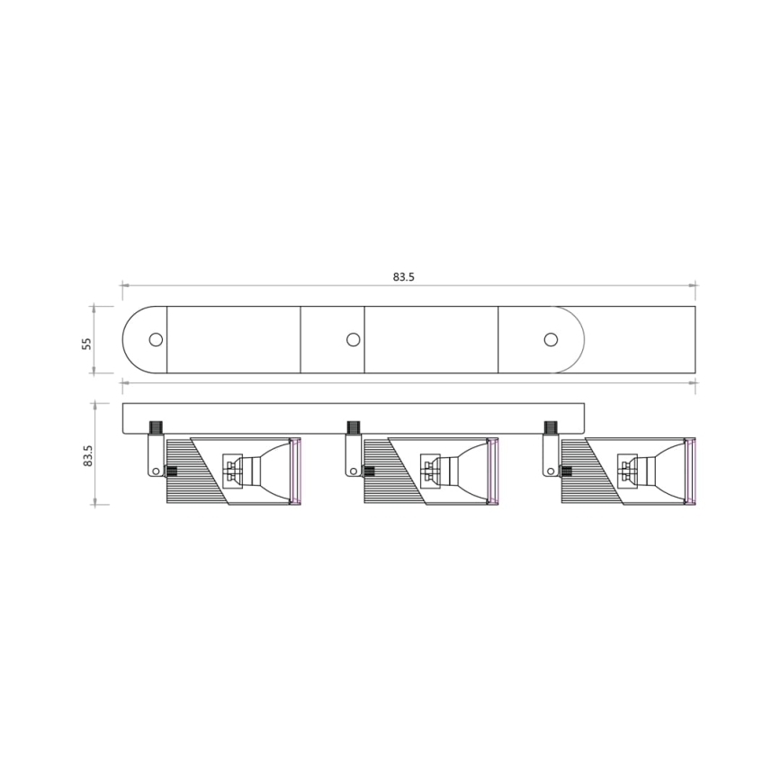 Foco NEO 3xGU10/8W/230V preto/dourada