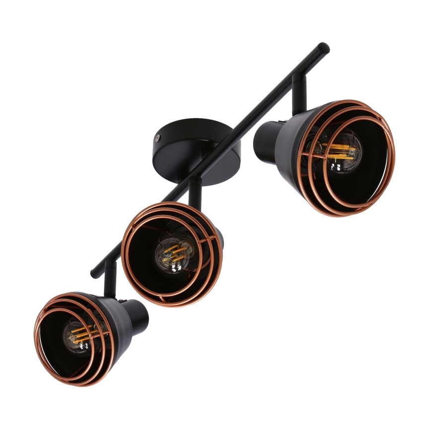 Foco NERIA 3xE14/40W/230V preto/cobre