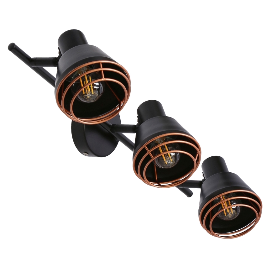 Foco NERIA 3xE14/40W/230V preto/cobre