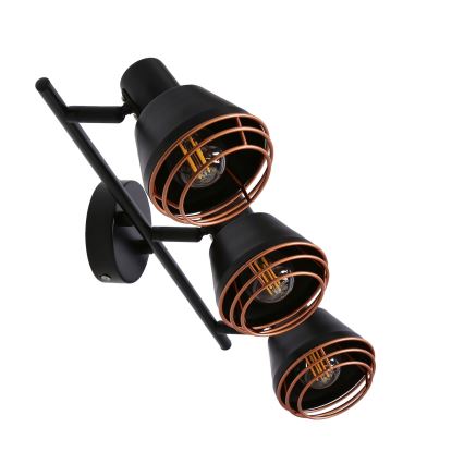 Foco NERIA 3xE14/40W/230V preto/cobre