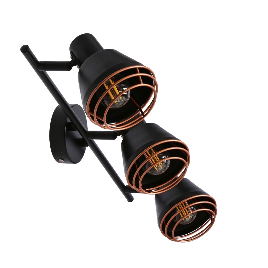 Foco NERIA 3xE14/40W/230V preto/cobre