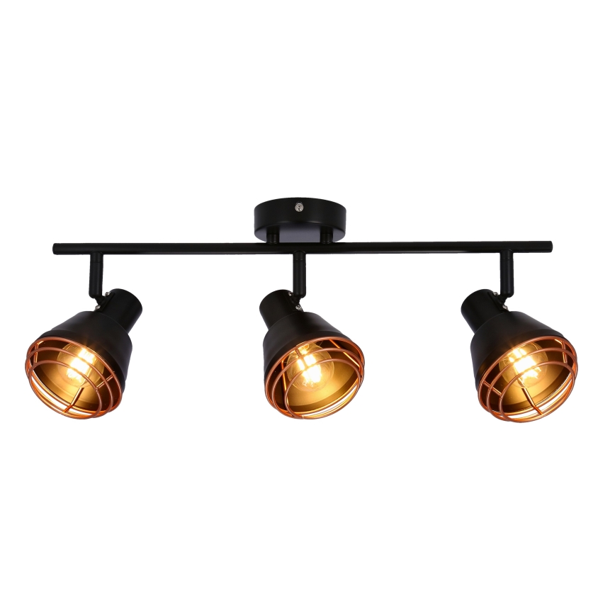 Foco NERIA 3xE14/40W/230V preto/cobre