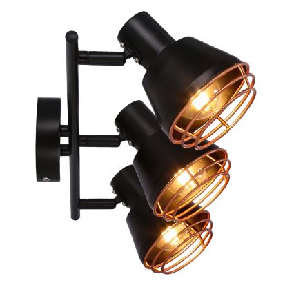 Foco NERIA 3xE14/40W/230V preto/cobre