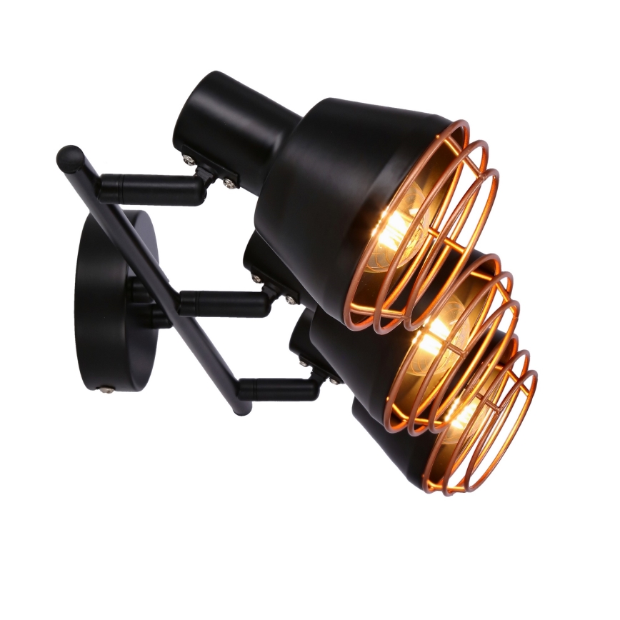 Foco NERIA 3xE14/40W/230V preto/cobre