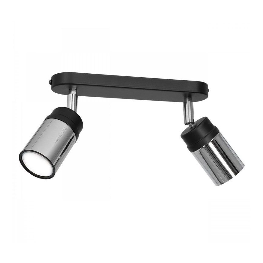 Foco NEST 2xGU10/8W/230V preto/cromado brilhante