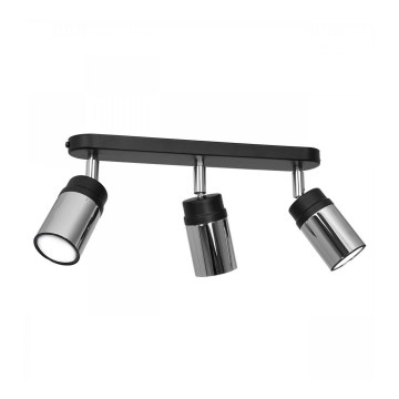 Foco NEST 3xGU10/8W/230V preto/cromado brilhante