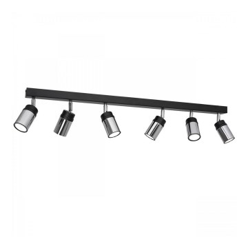 Foco NEST 6xGU10/8W/230V preto/cromado brilhante