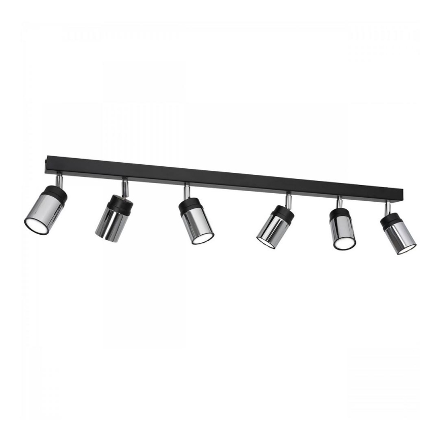 Foco NEST 6xGU10/8W/230V preto/cromado brilhante
