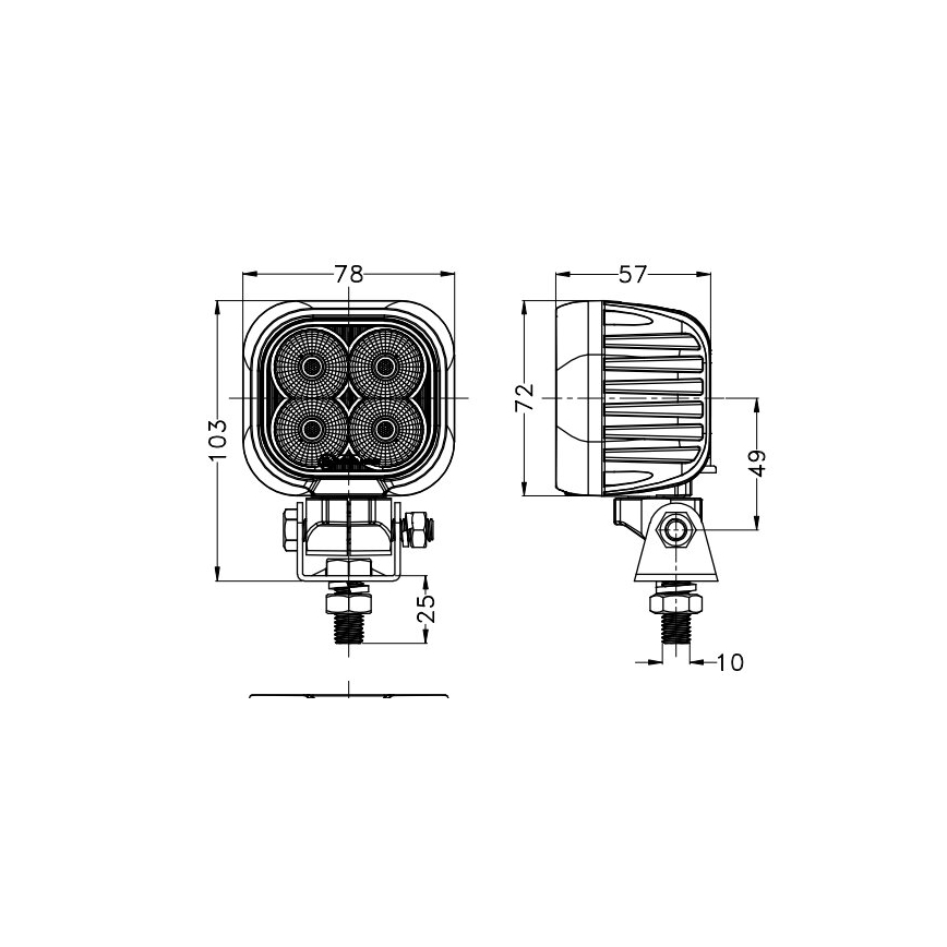 Foco para carro LED BLACK LED/40W/10-30V IP69 5700K angular