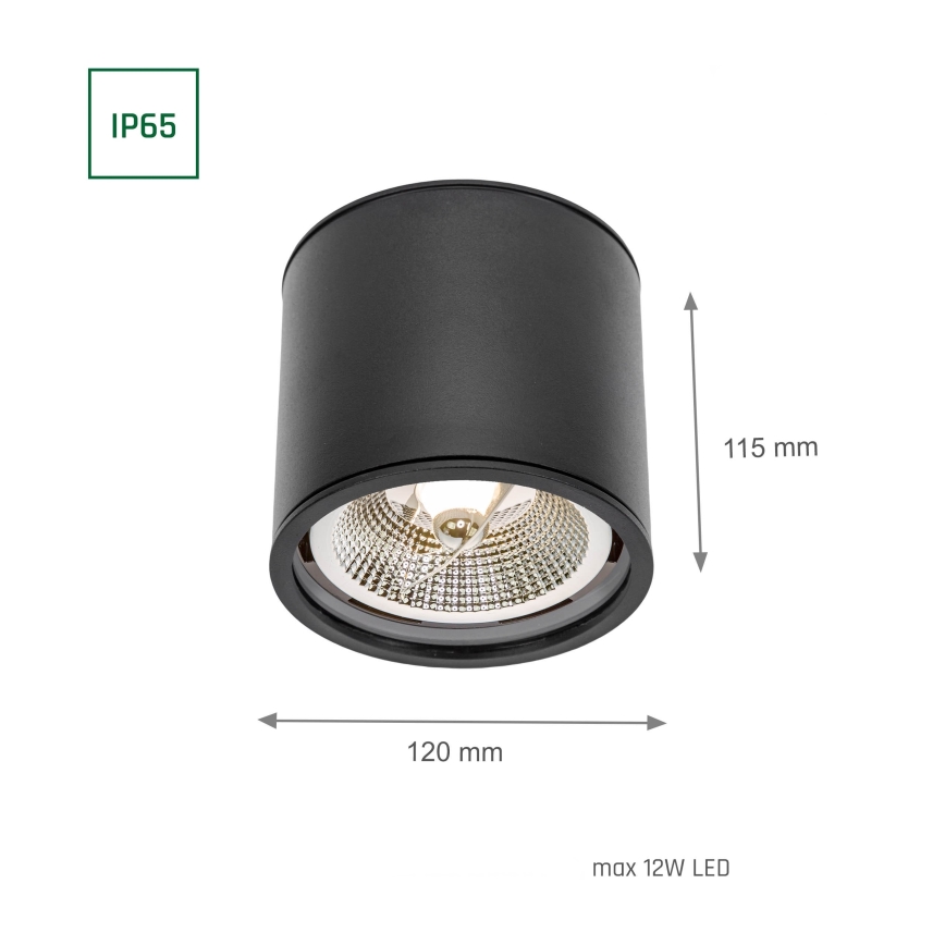 Foco para casa de banho CHLOE AR111 1xGU10/12W/230V IP65 redondo preto