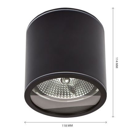 Foco para casa de banho CHLOE AR111 1xGU10/15W/230V IP44 redondo preto