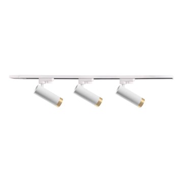 Foco para sistema de carril FADO 3xGU10/10W/230V + 1 m sistema ferroviário branco
