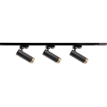 Foco para sistema de carril FADO 3xGU10/10W/230V + 1 m sistema ferroviário preto