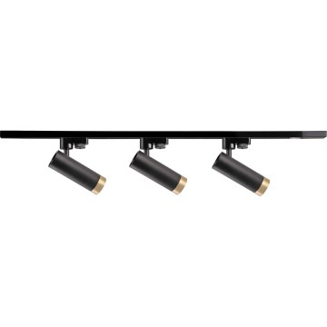 Foco para sistema de carril FADO 3xGU10/10W/230V + 1 m sistema ferroviário preto