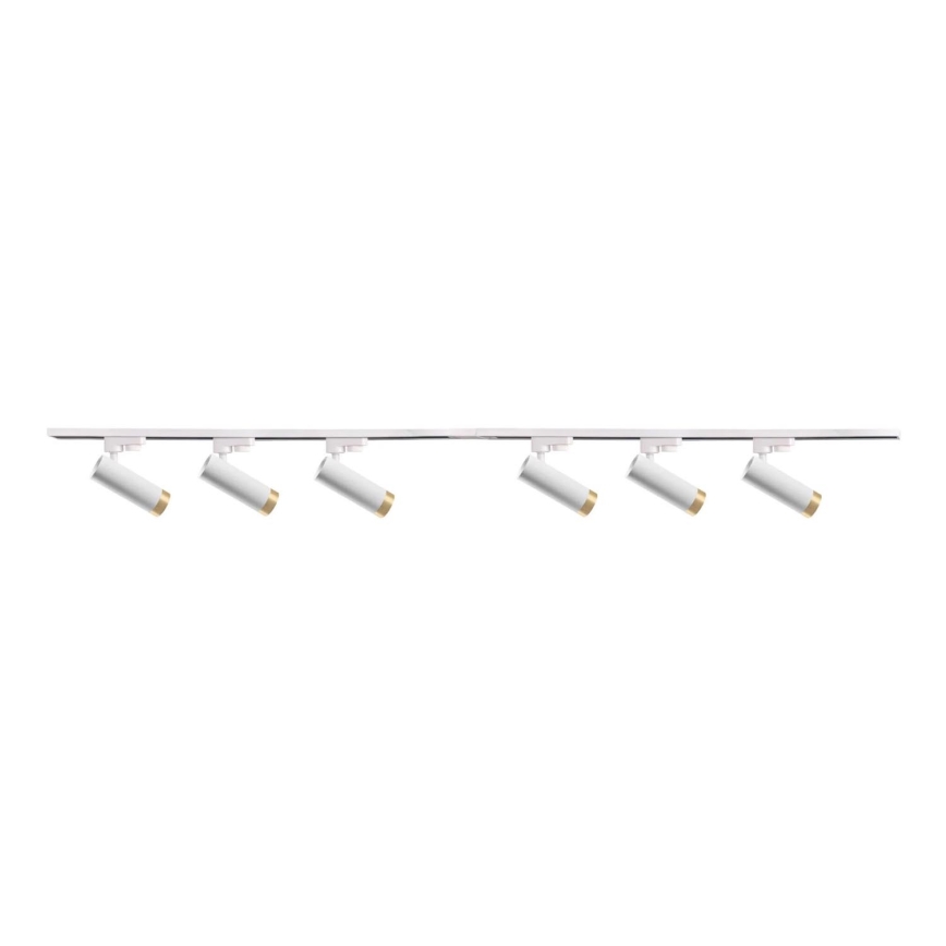 Foco para sistema de carril FADO 6xGU10/10W/230V + 2x1 m sistema ferroviário branco