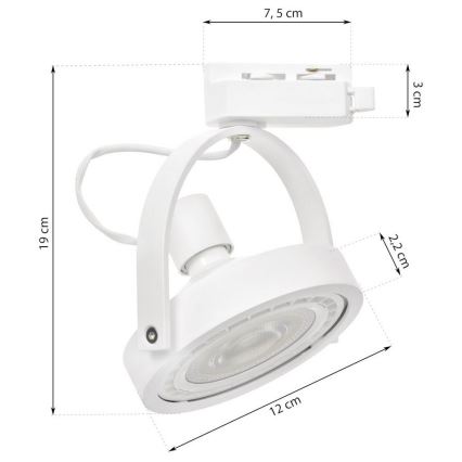 Foco para sistema de carril LUGAR 1xAR111 - GU10/25W/230V