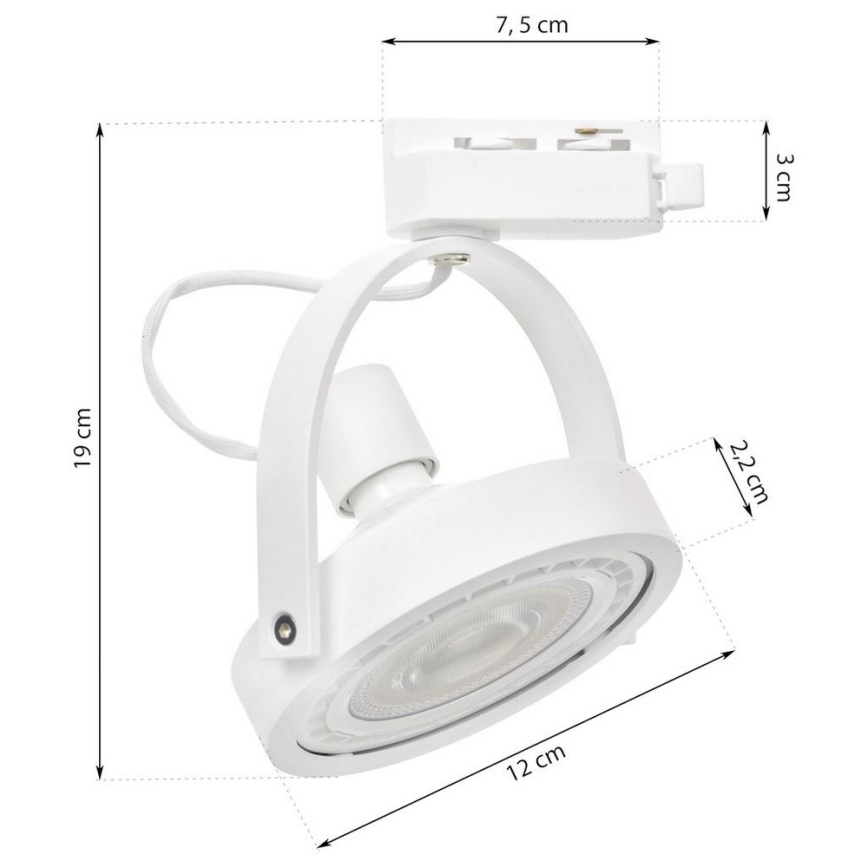Foco para sistema de carril LUGAR 1xAR111 - GU10/25W/230V
