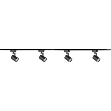 Foco para sistema de carril LYNX 4xGU10/10W/230V + 2 x 75 cm sistema ferroviário preto