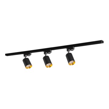 Foco para sistema de carril MARIBEL 3xGU10/10W/230V +1 m sistema de carril preto