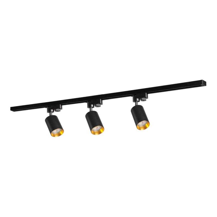 Foco para sistema de carril MARIBEL 3xGU10/10W/230V +1 m sistema de carril preto