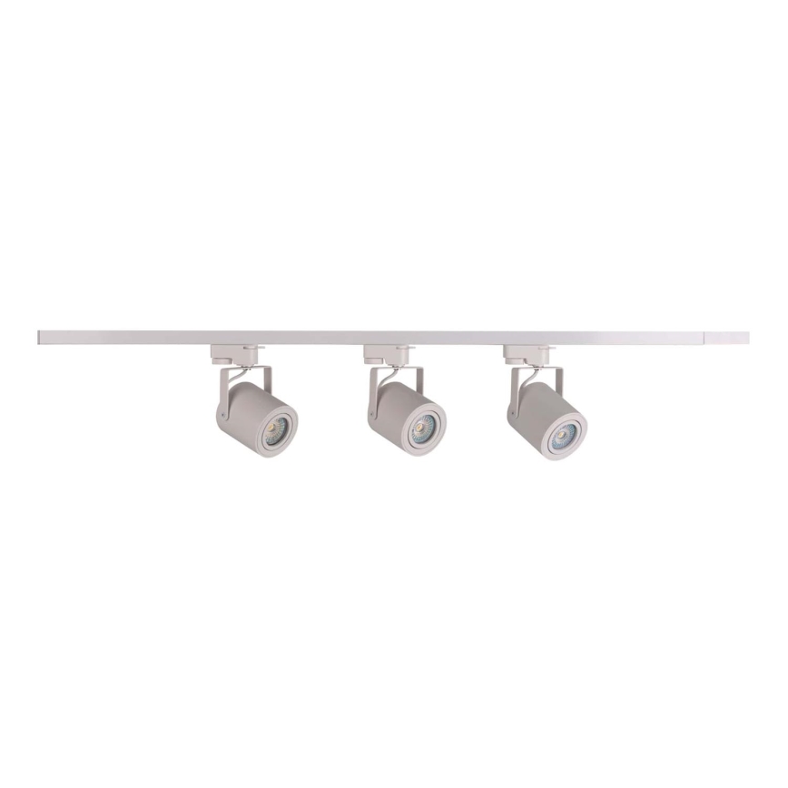 Foco para sistema de carril MINOR 3xGU10/10W/230V + 1 m carril sistema branco