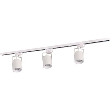 Foco para sistema de carril MINOR 3xGU10/10W/230V + 1 m carril sistema branco