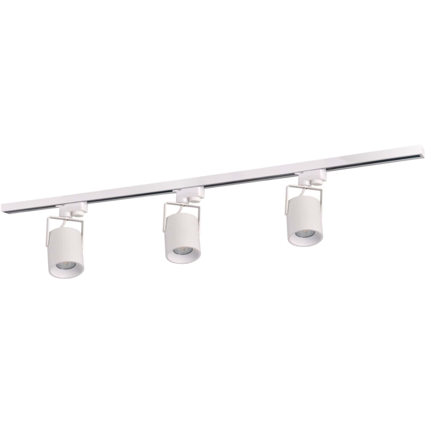 Foco para sistema de carril MINOR 3xGU10/10W/230V + 1 m carril sistema branco
