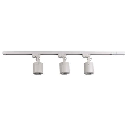 Foco para sistema de carril MINOR 3xGU10/10W/230V + 1 m carril sistema branco
