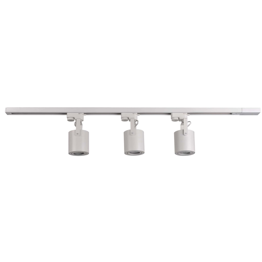 Foco para sistema de carril MINOR 3xGU10/10W/230V + 1 m carril sistema branco
