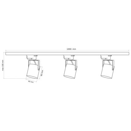 Foco para sistema de carril MINOR 3xGU10/10W/230V + 1 m carril sistema branco