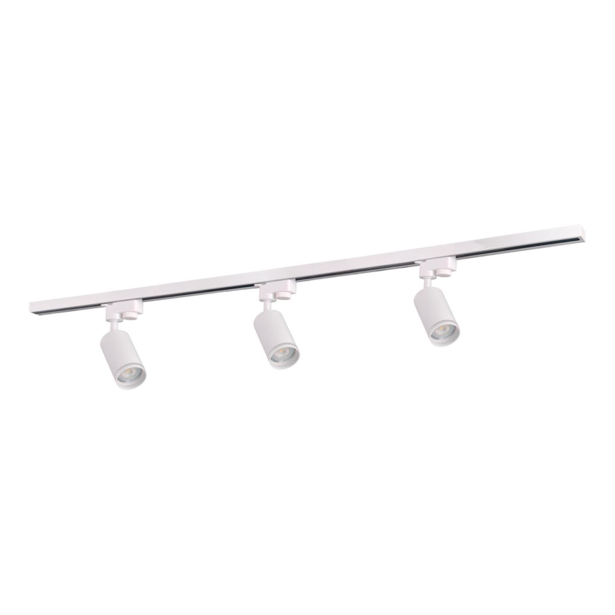 Foco para sistema de carril PARIS 3xGU10/10W/230V + 1 m sistema de carril branco