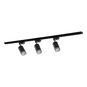 Foco para sistema de carril PARIS 3xGU10/10W/230V + 1 m sistema de carril preto