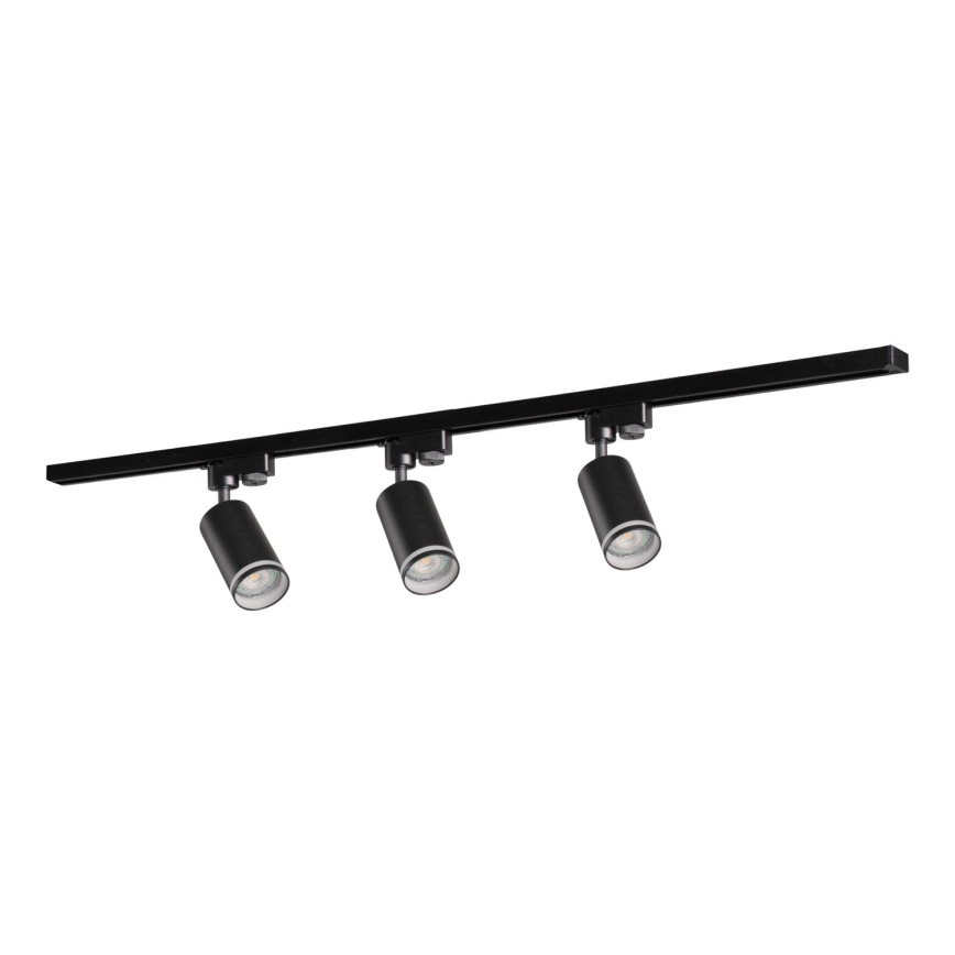 Foco para sistema de carril PARIS 3xGU10/10W/230V + 1 m sistema de carril preto