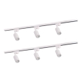 Foco para sistema de carril PARIS 6xGU10/10W/230V + 2x1 m sistema de carril branco