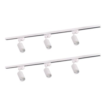 Foco para sistema de carril PARIS 6xGU10/10W/230V + 2x1 m sistema de carril branco