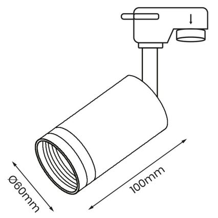 Foco para sistema de carril PIPE 1xGU10/25W/230V preto