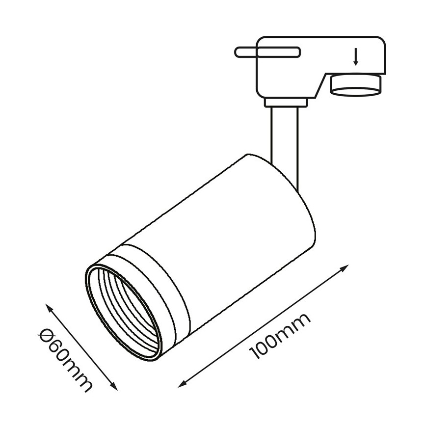 Foco para sistema de carril PIPE 1xGU10/25W/230V preto