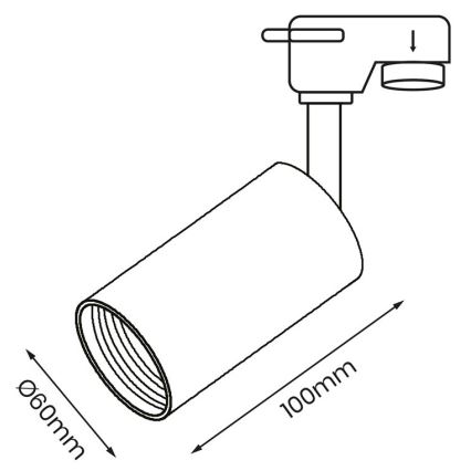 Foco para sistema de carril PIPE 1xGU10/25W/230V preto