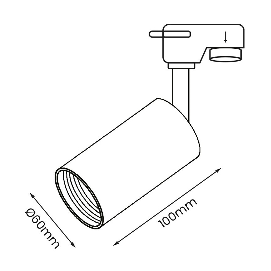 Foco para sistema de carril PIPE 1xGU10/25W/230V preto